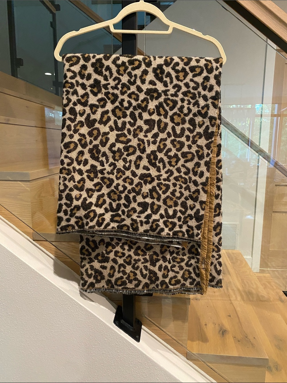 J. Crew Leopard Print Knit blanket scarf- Taupe, Black & Brown